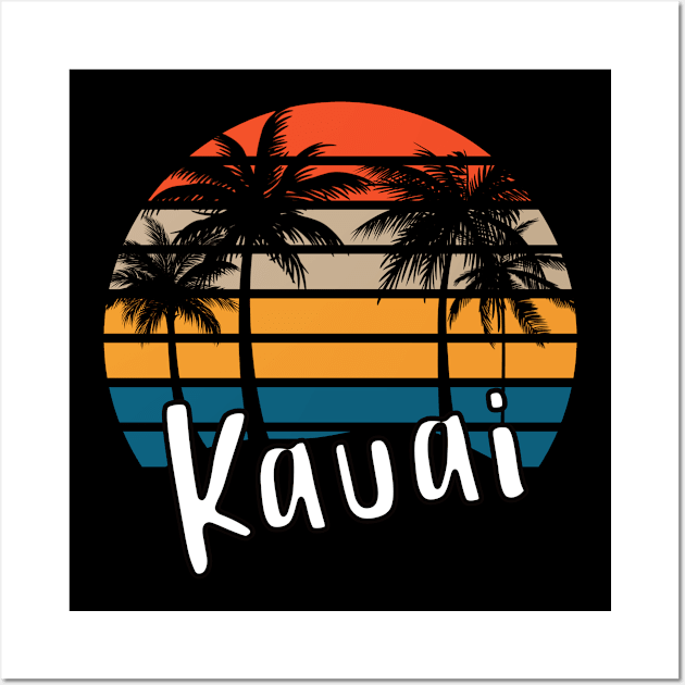 Kauai Retro Vintage Sunset Design Wall Art by eliteshirtsandmore